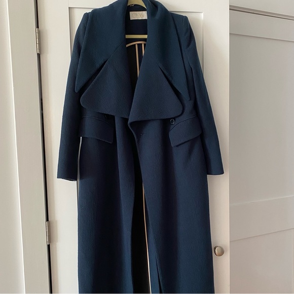 ✨ NWOT CHLOE iconic wool navy coat - Picture 3 of 9